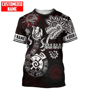 Personalized Aztec Mayan T Shirt Men Women Aztec Mexican Quetzalcoatl Tattoo Shirts