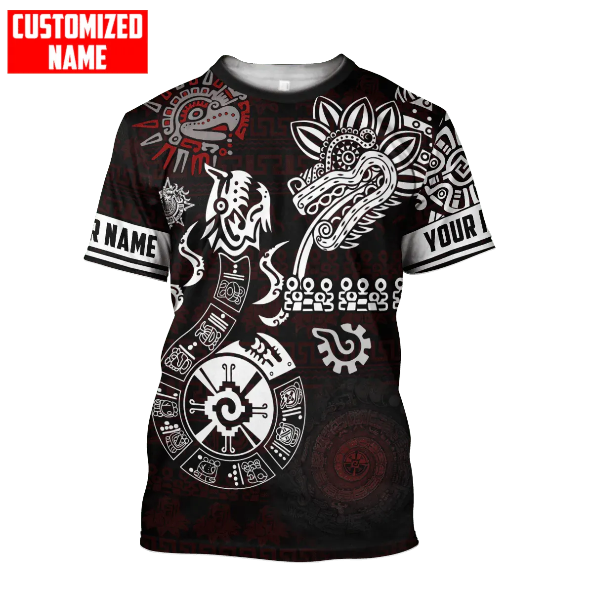 Personalized Aztec Mayan T Shirt Men Women Aztec Mexican Quetzalcoatl Tattoo Shirts