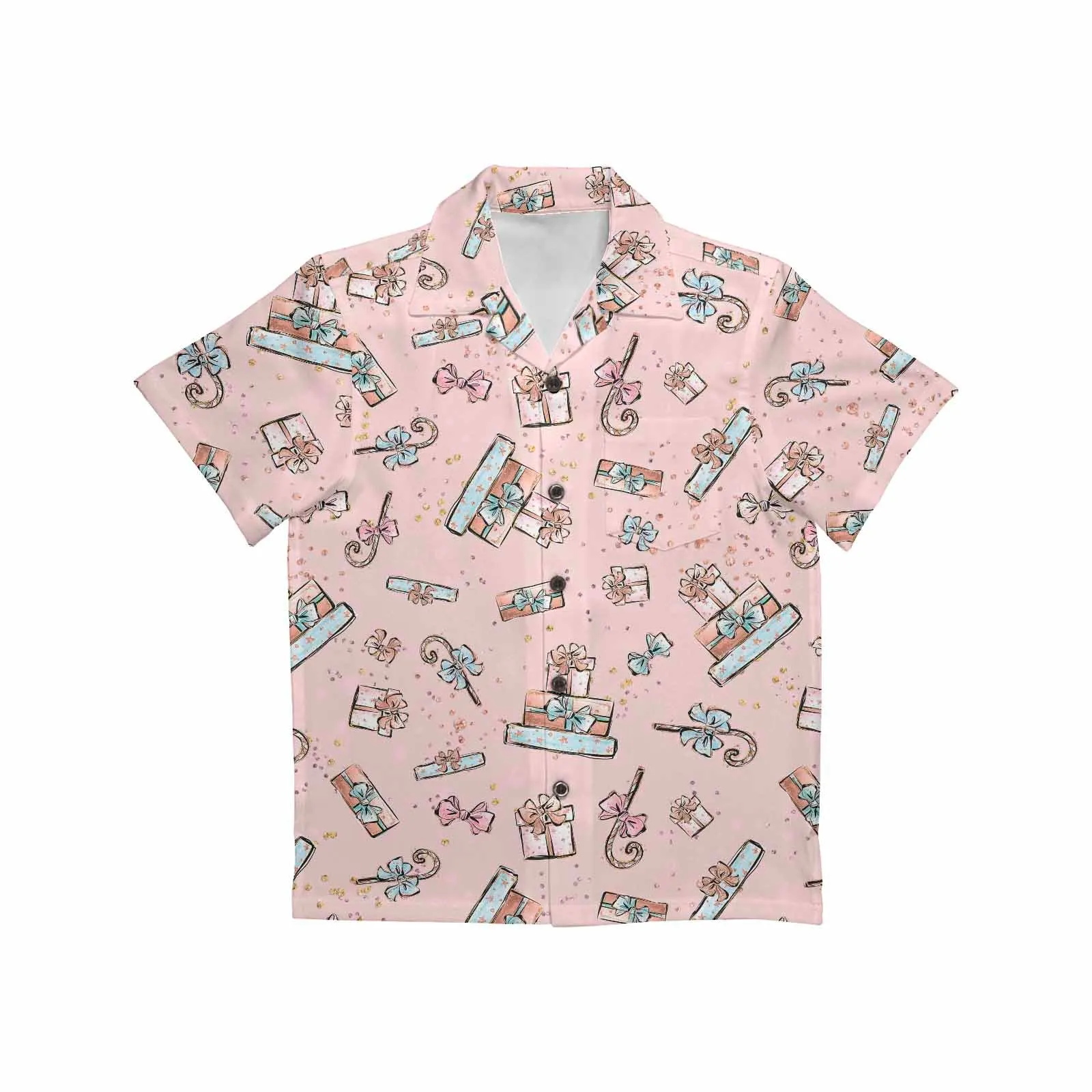 Pink Christmas  Little Boys Hawaiian Shirt