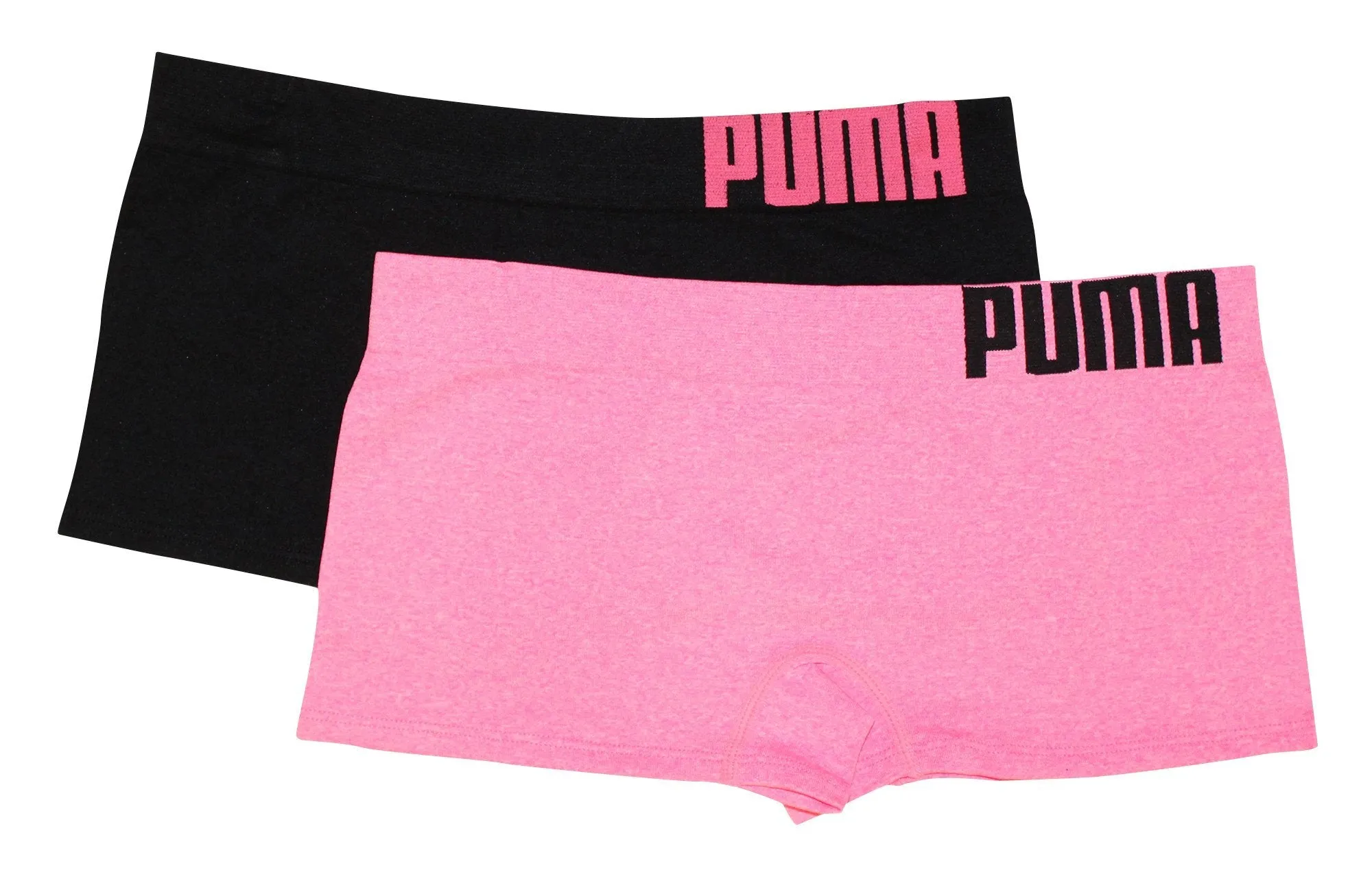 Puma Women's 2-Pack Seamless Wide Waistband Super Soft Sport Stretch Boyshort Panty