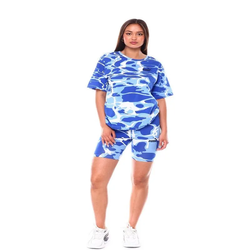 Puma Women's Summer Splash Tee - Blue / White