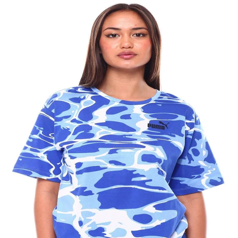 Puma Women's Summer Splash Tee - Blue / White