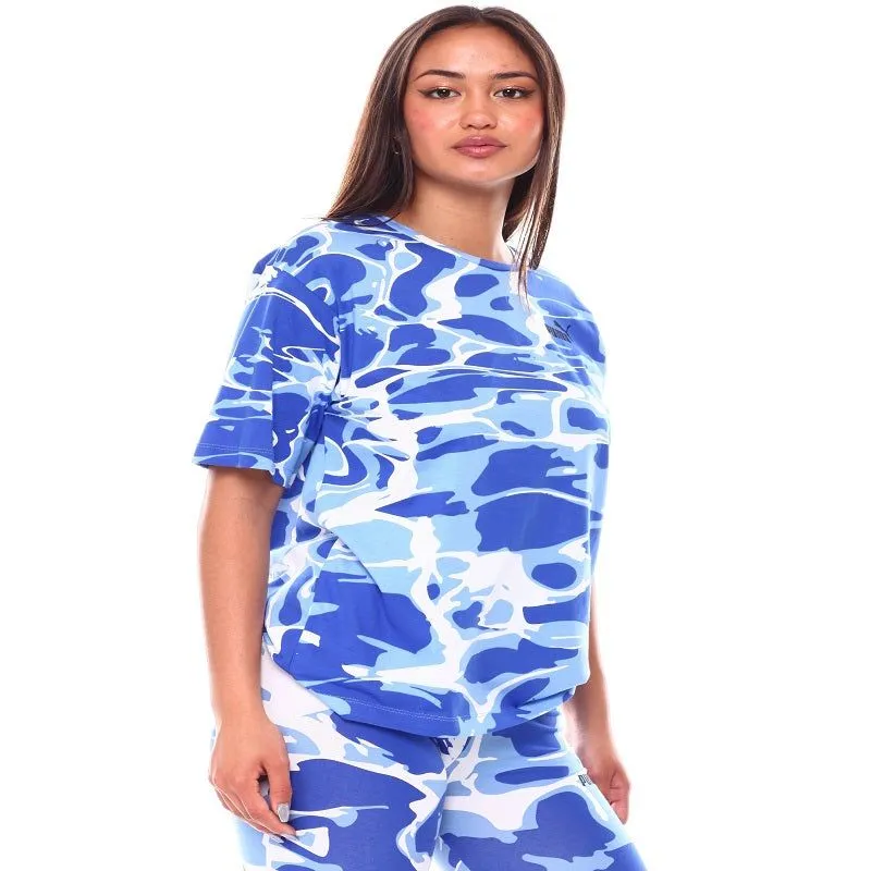 Puma Women's Summer Splash Tee - Blue / White