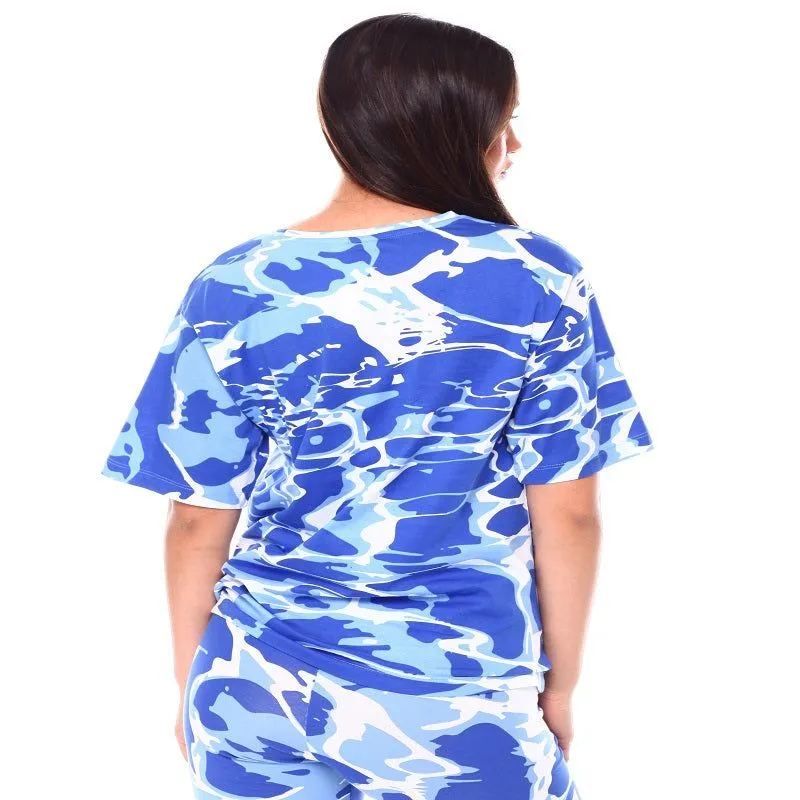 Puma Women's Summer Splash Tee - Blue / White