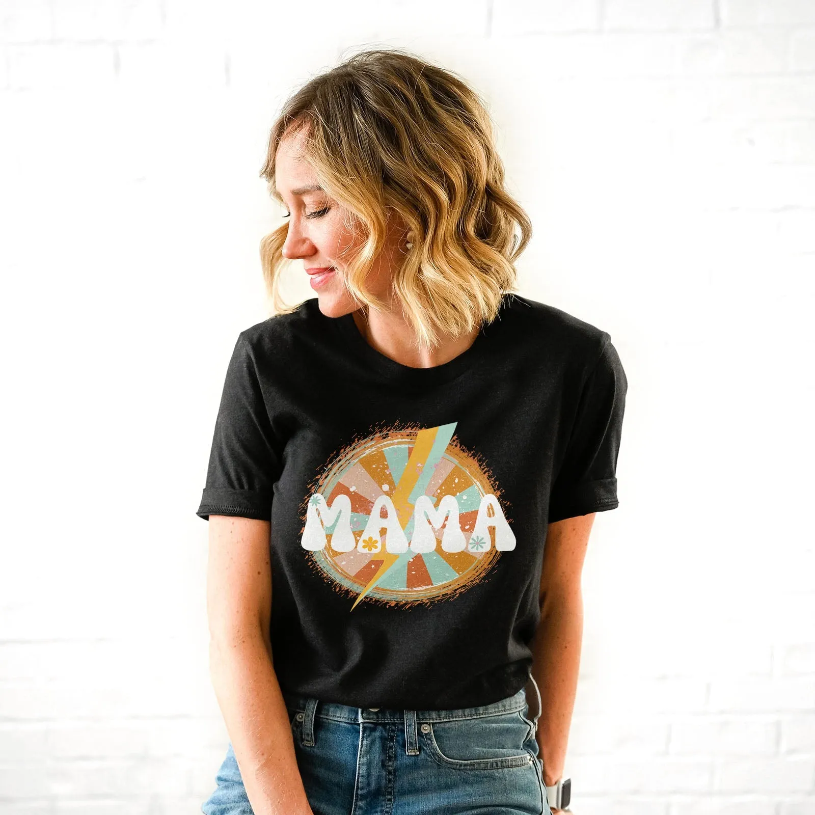 Retro Lightning Mama Tee Shirts For Women - Christian Shirts for Women - Religious Tee Shirts