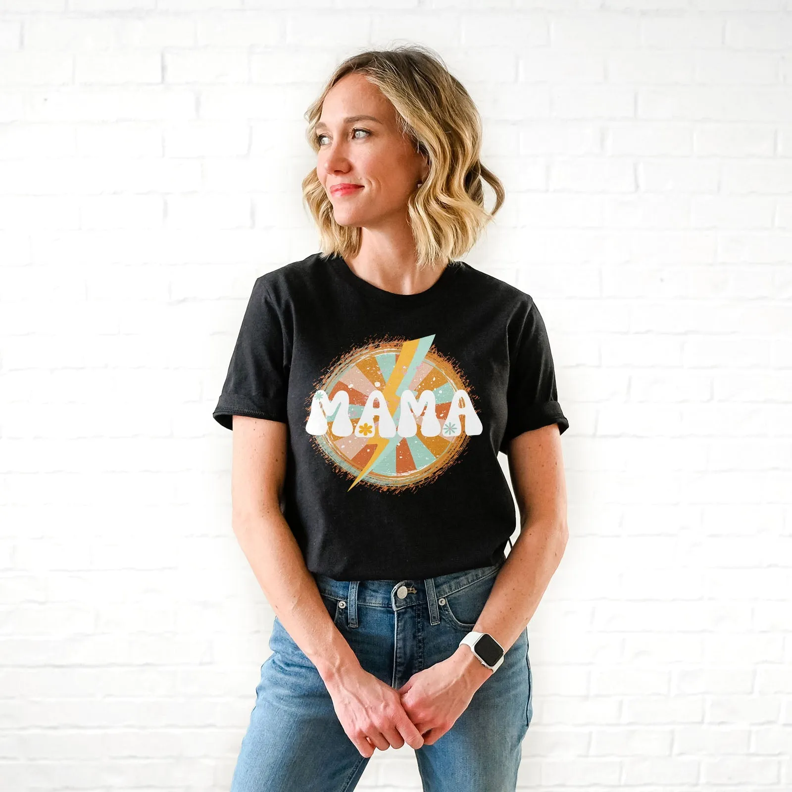 Retro Lightning Mama Tee Shirts For Women - Christian Shirts for Women - Religious Tee Shirts