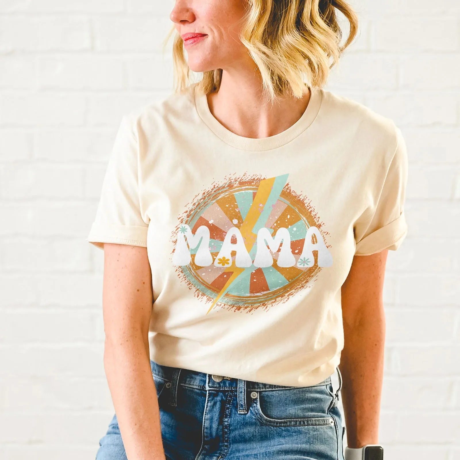 Retro Lightning Mama Tee Shirts For Women - Christian Shirts for Women - Religious Tee Shirts