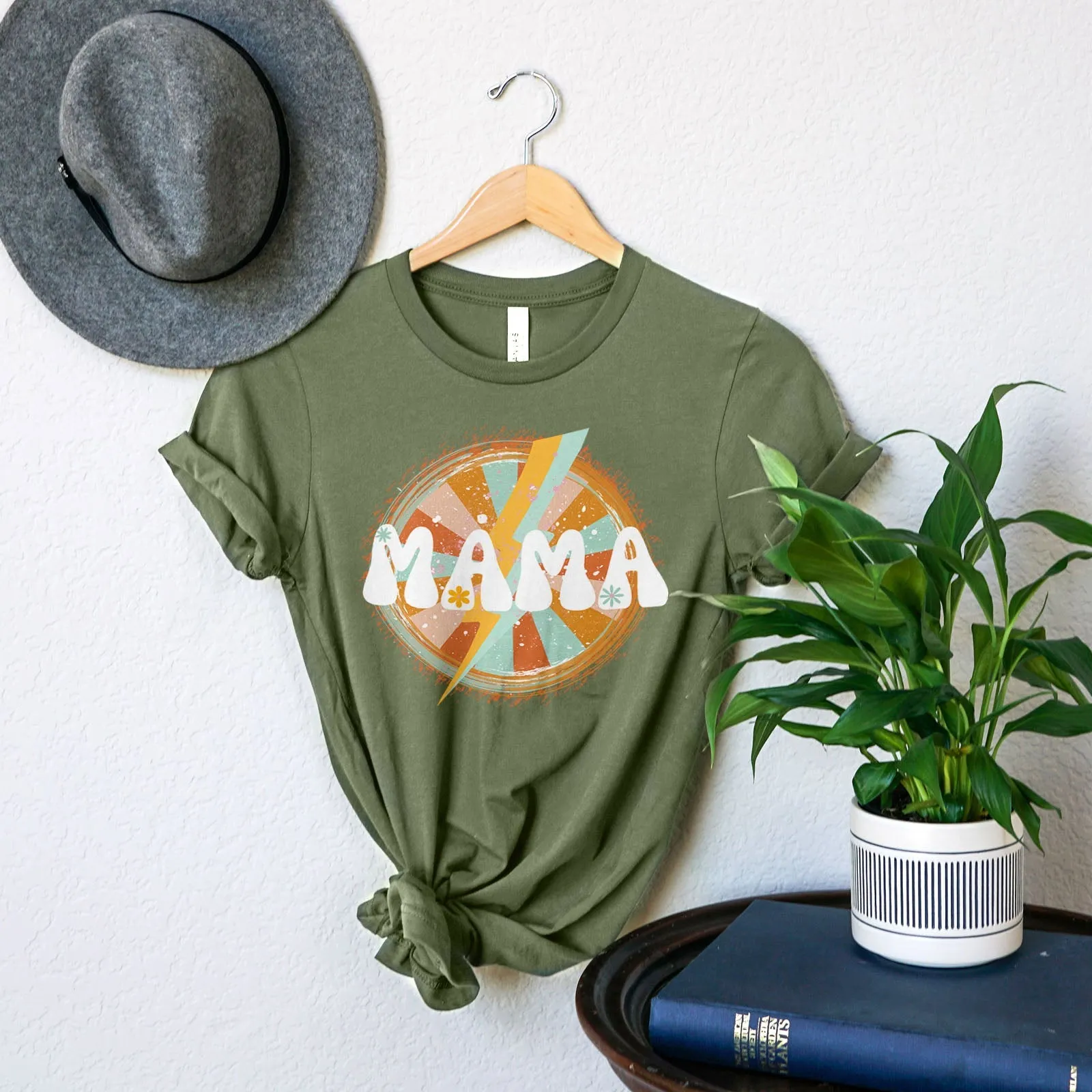 Retro Lightning Mama Tee Shirts For Women - Christian Shirts for Women - Religious Tee Shirts