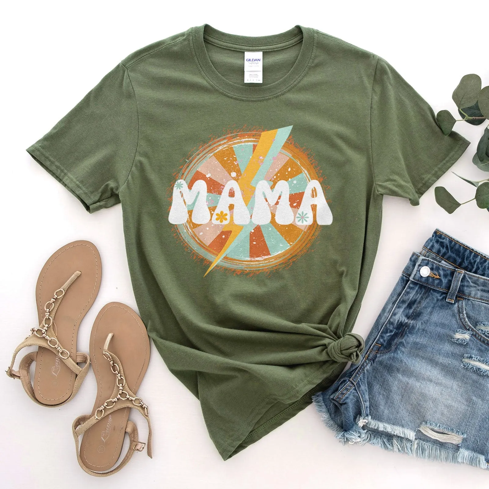 Retro Lightning Mama Tee Shirts For Women - Christian Shirts for Women - Religious Tee Shirts