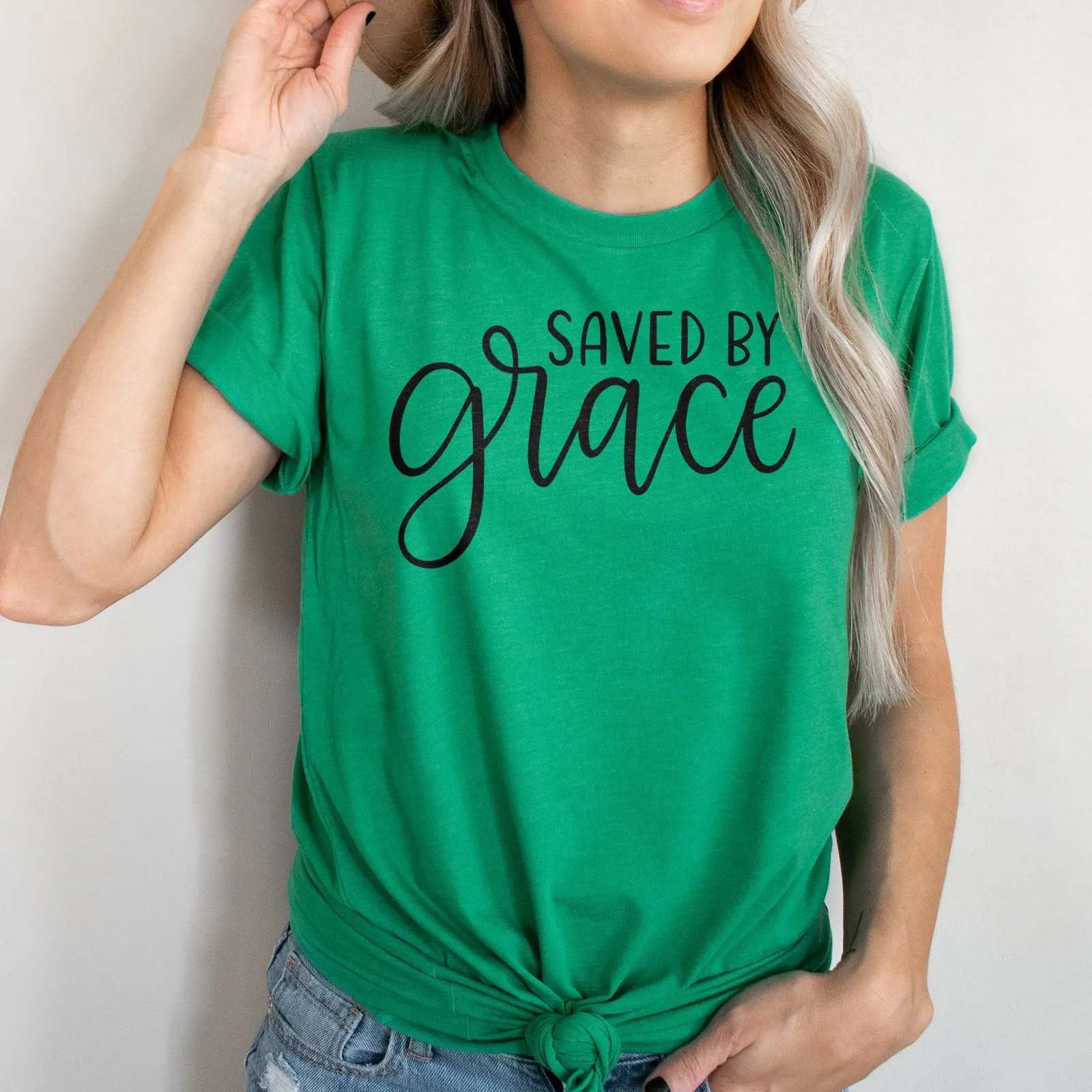 Saved By Grace Tee Shirts For Women - Christian Shirts for Women - Religious Tee Shirts