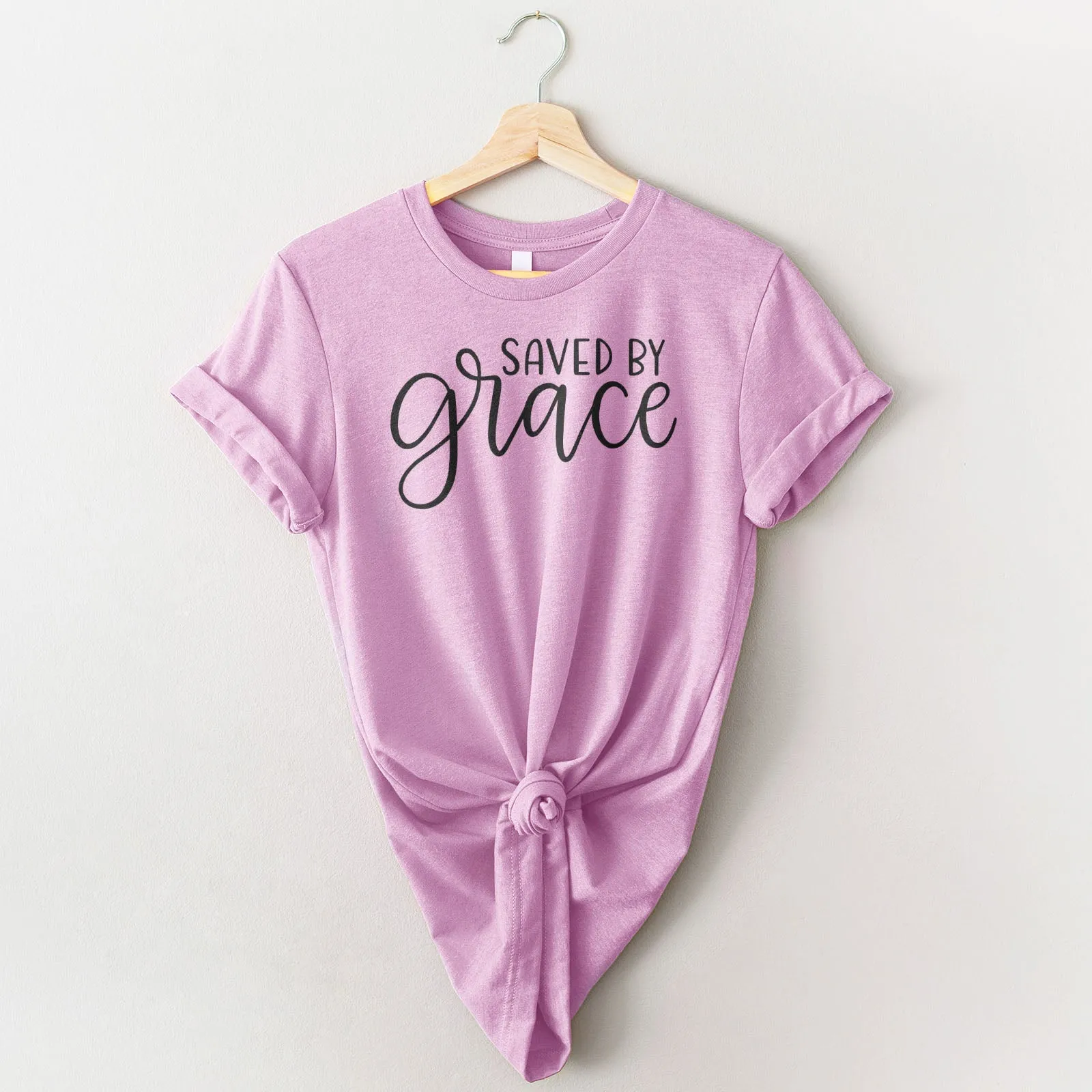 Saved By Grace Tee Shirts For Women - Christian Shirts for Women - Religious Tee Shirts