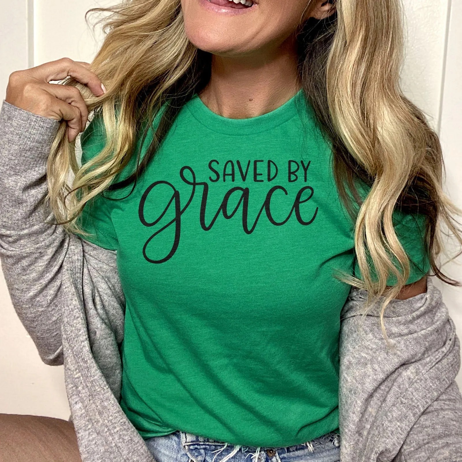 Saved By Grace Tee Shirts For Women - Christian Shirts for Women - Religious Tee Shirts