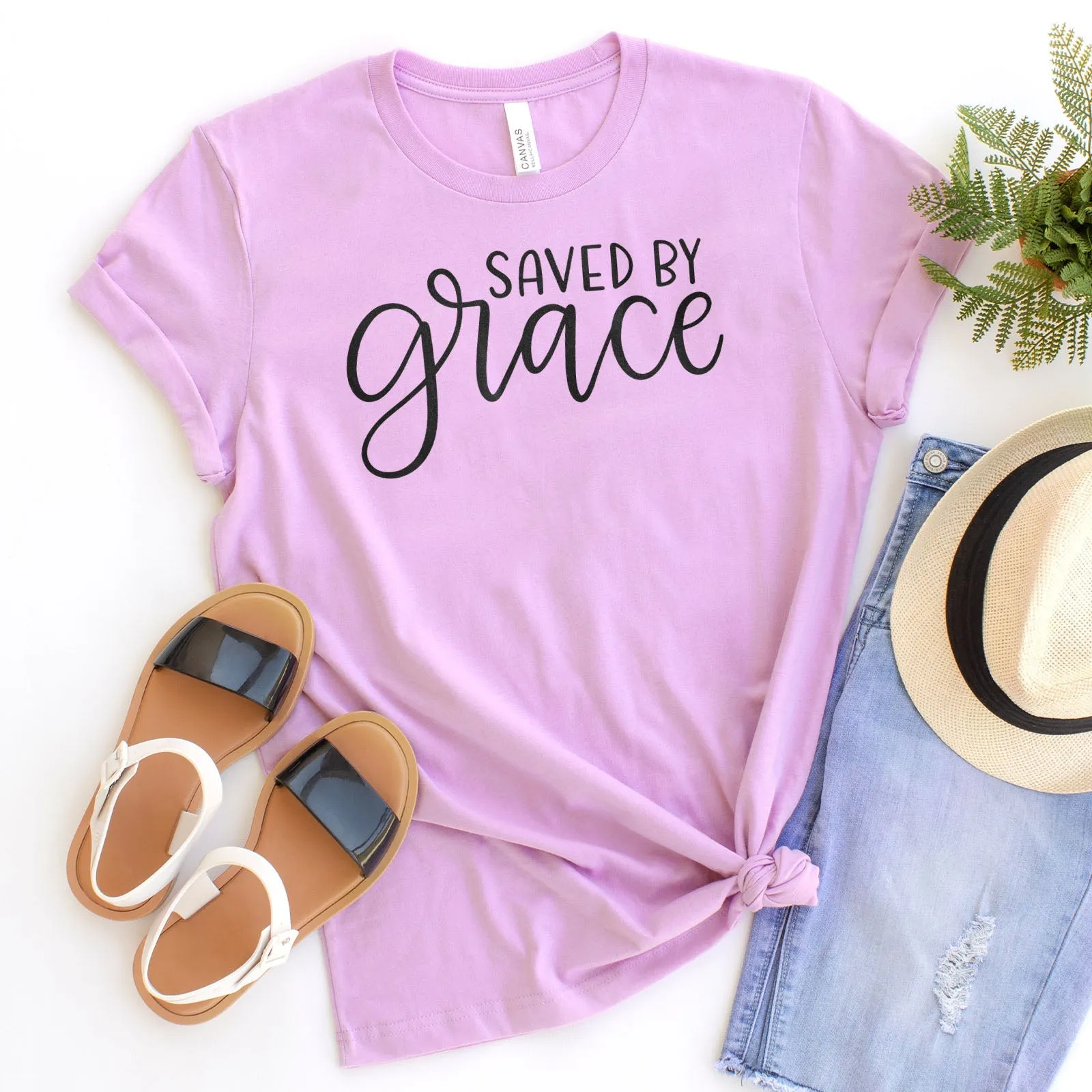 Saved By Grace Tee Shirts For Women - Christian Shirts for Women - Religious Tee Shirts