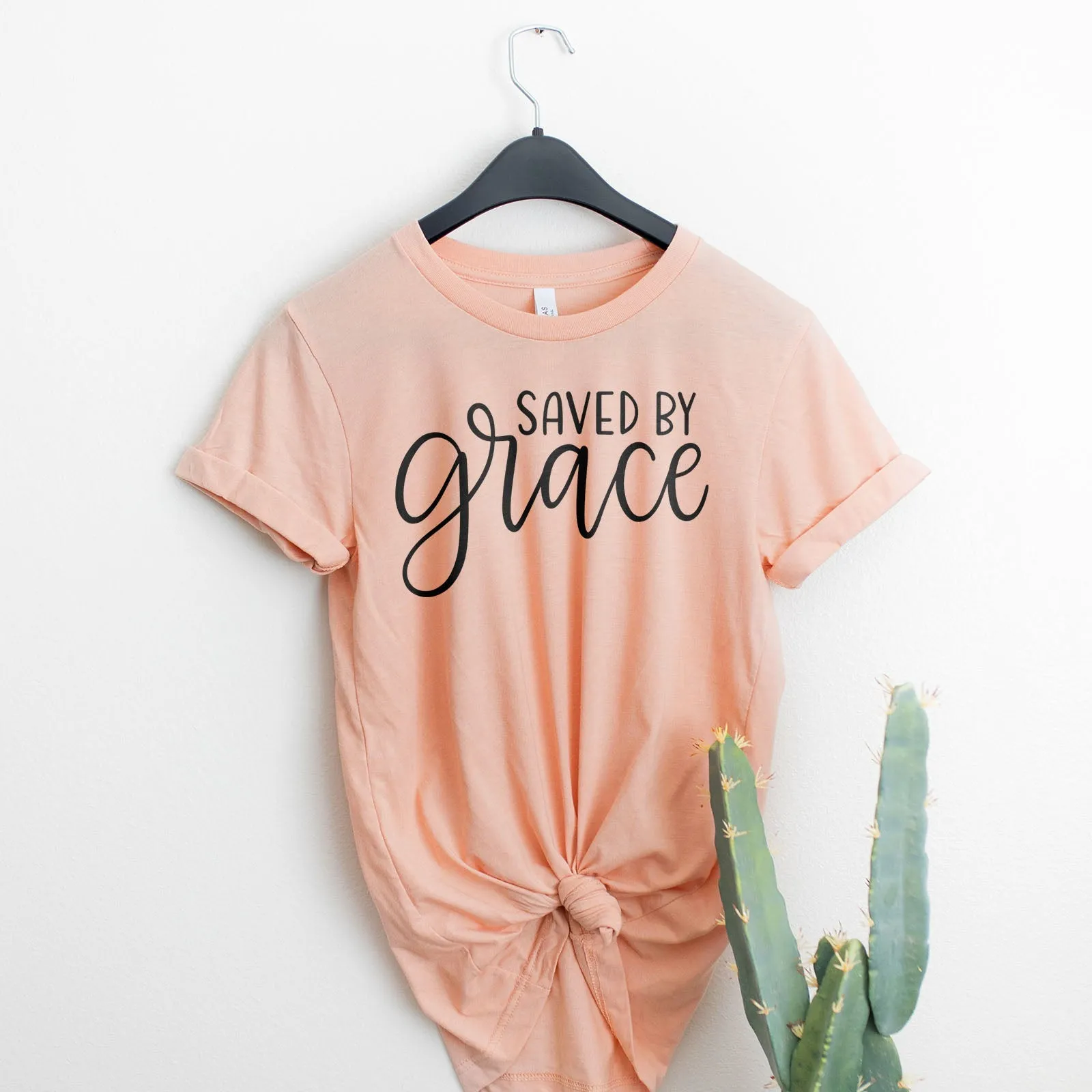 Saved By Grace Tee Shirts For Women - Christian Shirts for Women - Religious Tee Shirts