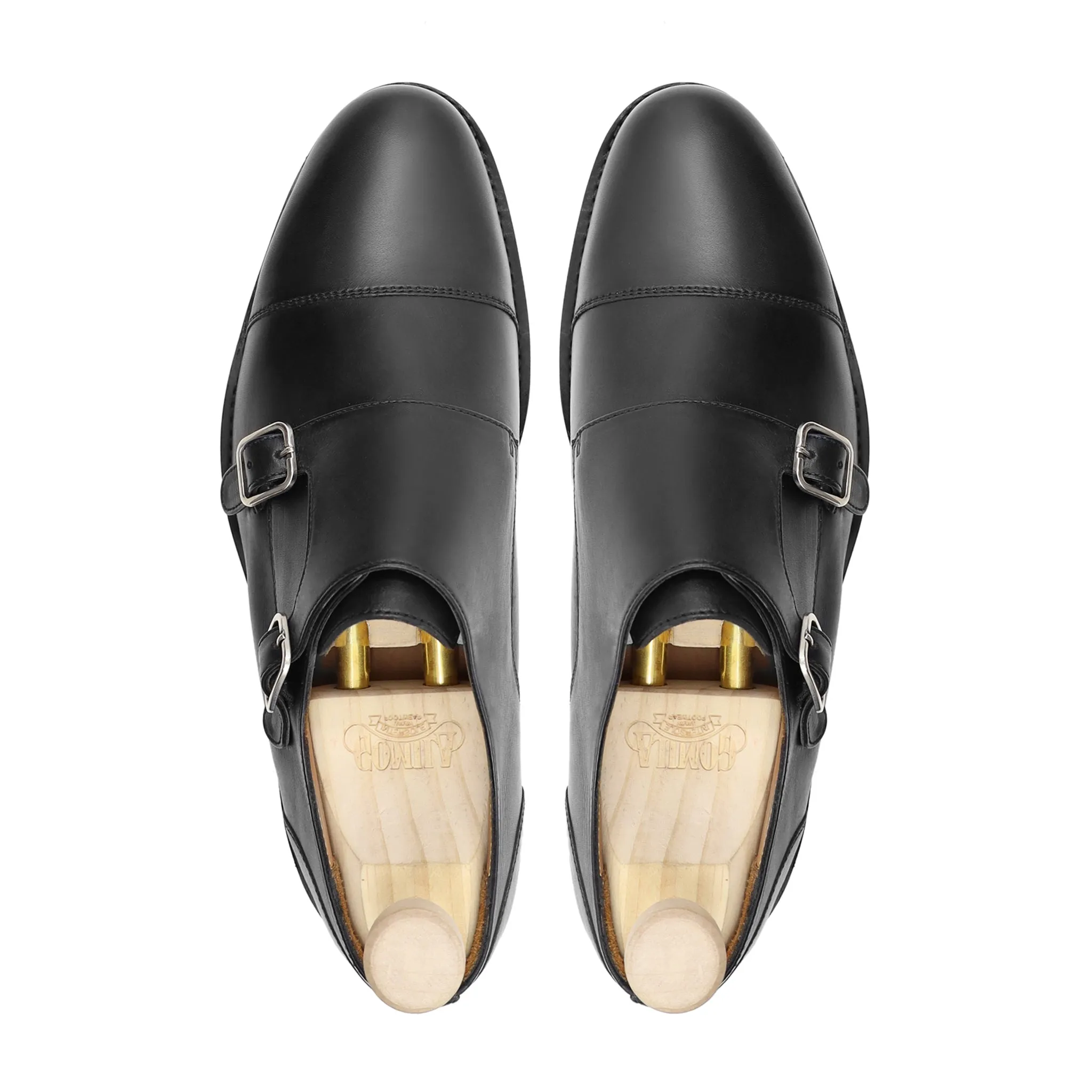 Shajara - Men's Black Calf Leather Double Monkstrap