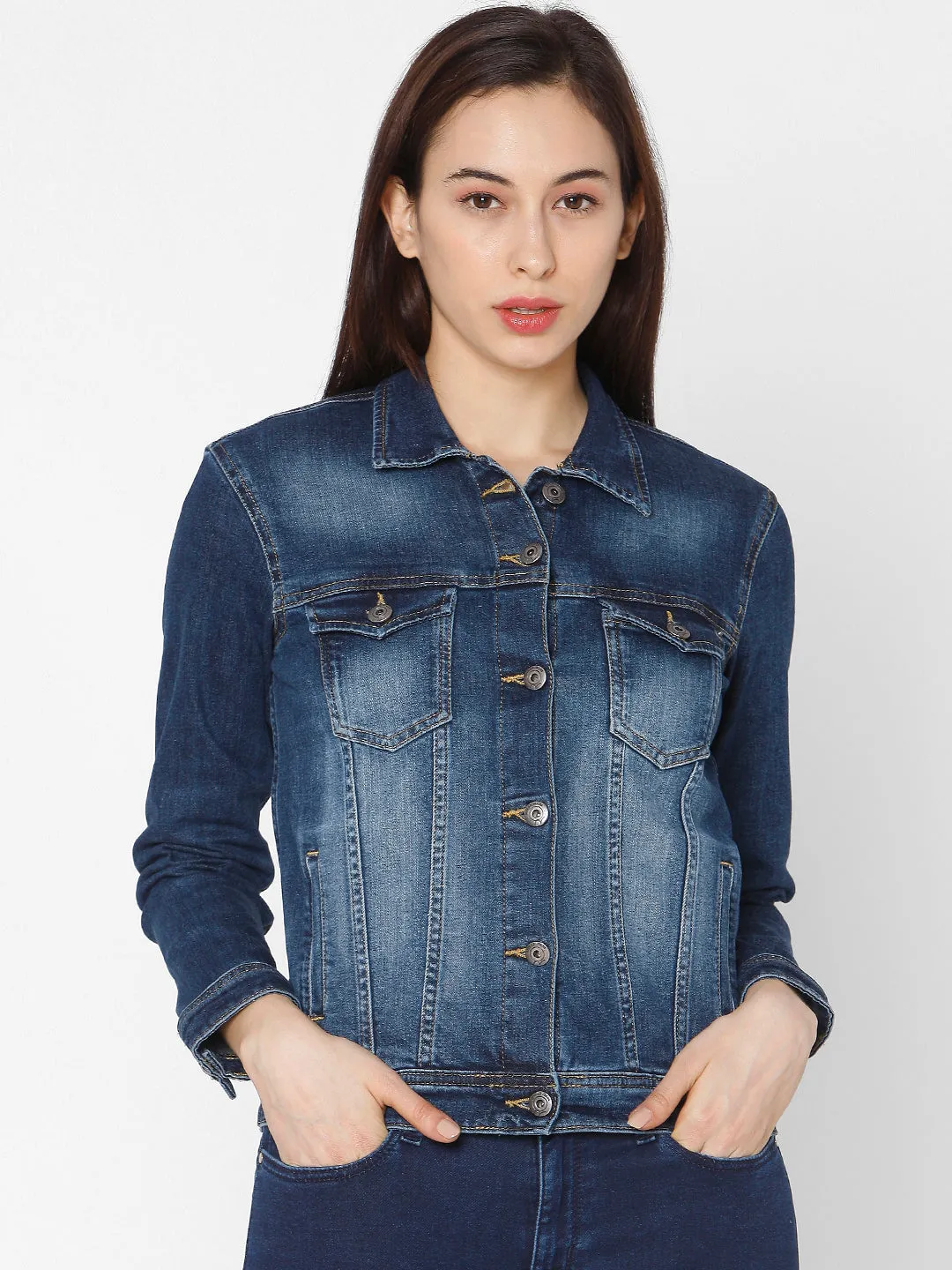 Spykar Blue Women Trucker Jacket