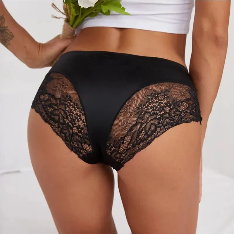 Sweet Lace Women's Panties - Sexy Floral Lace Briefs in 6 Colors - Low-Rise, Sizes M-4XL