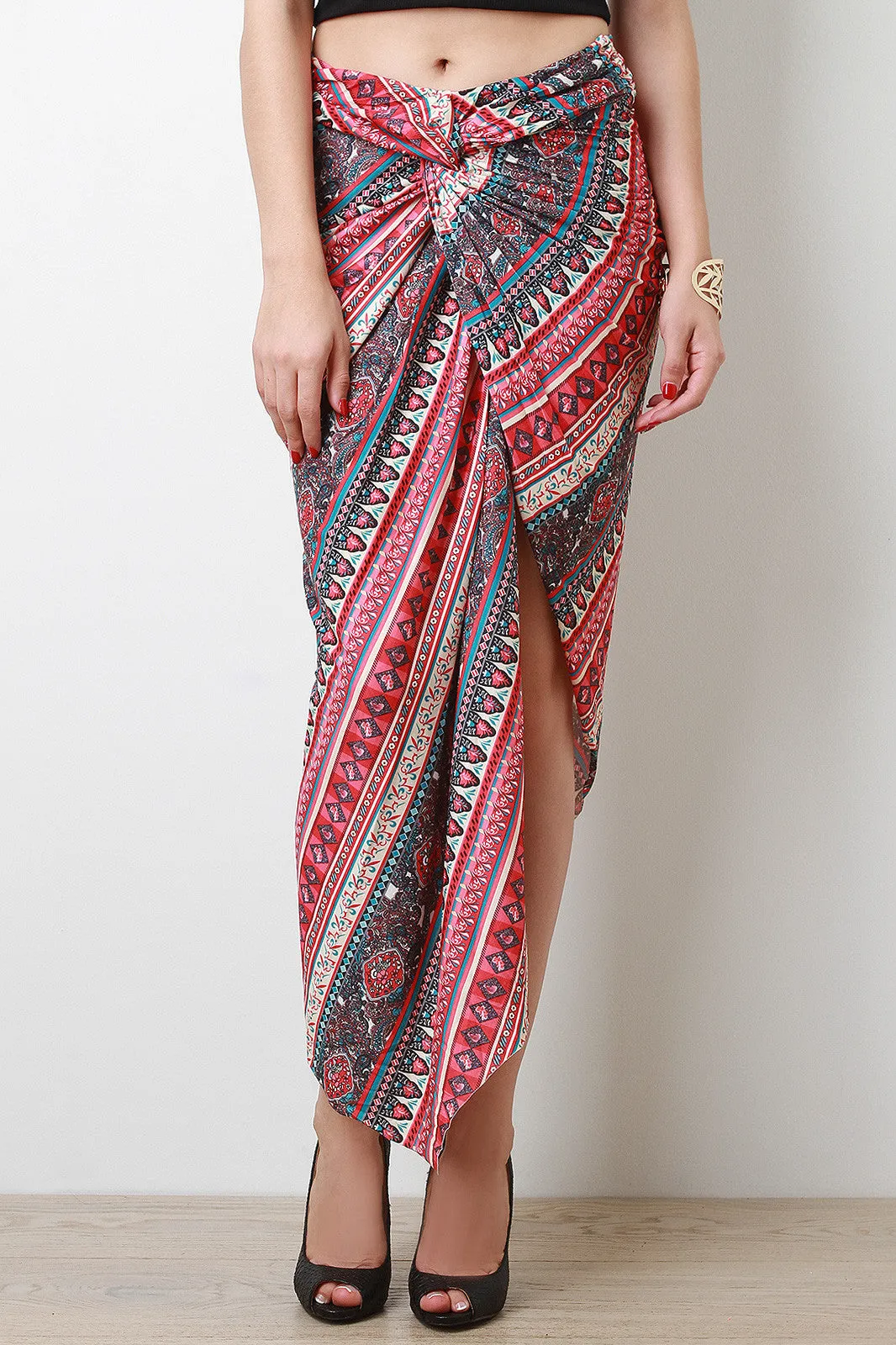 Sweet Paisley Drape Maxi Skirt