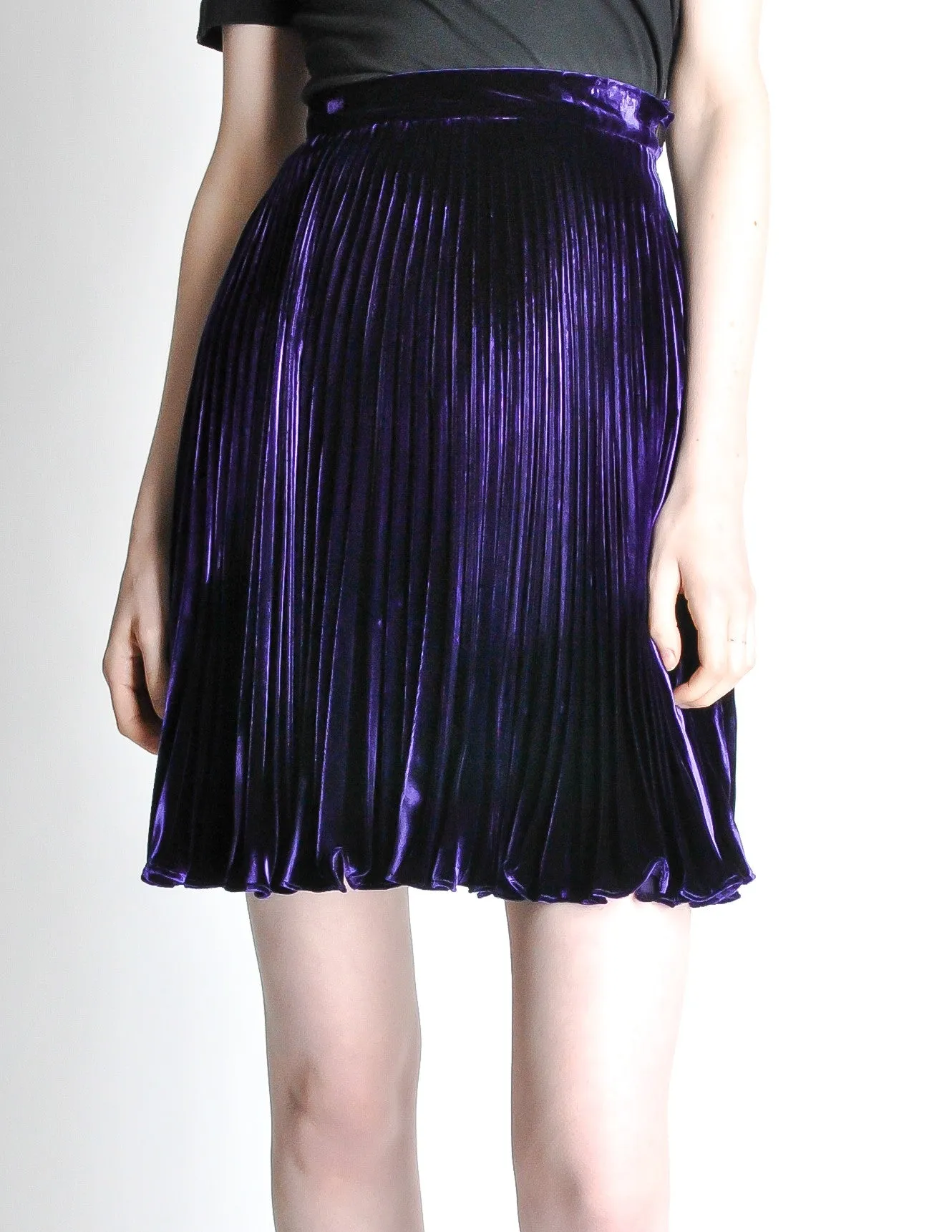 Ungaro Vintage Pleated Purple Velvet Circle Skirt