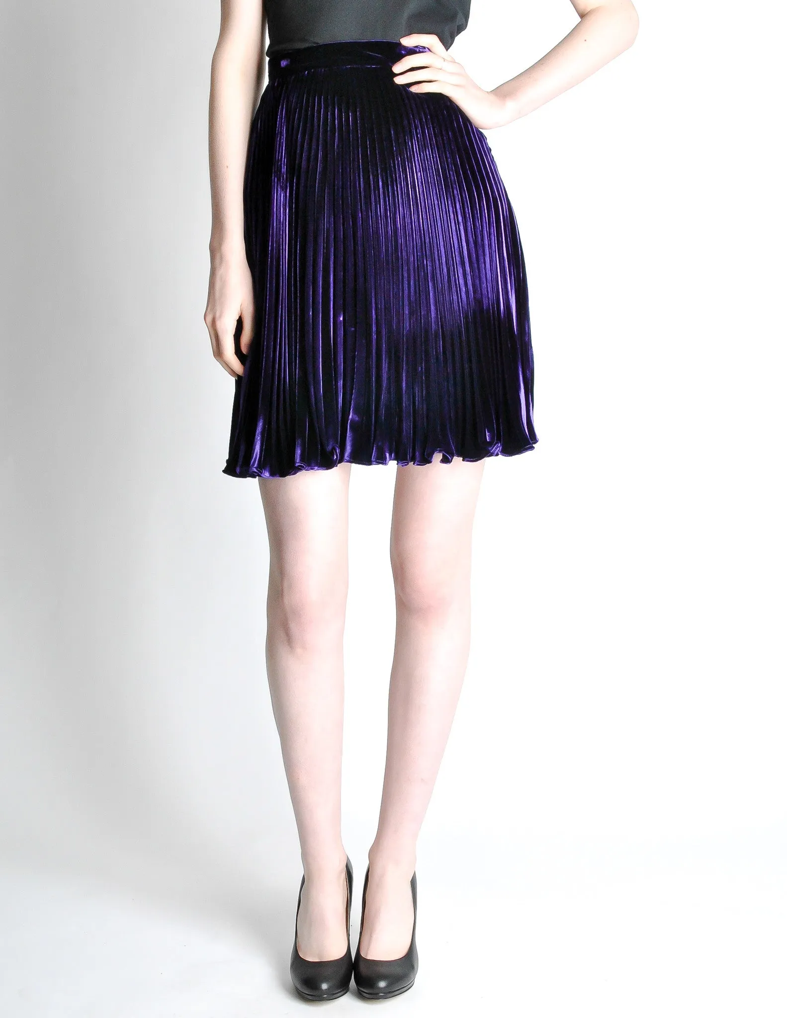 Ungaro Vintage Pleated Purple Velvet Circle Skirt