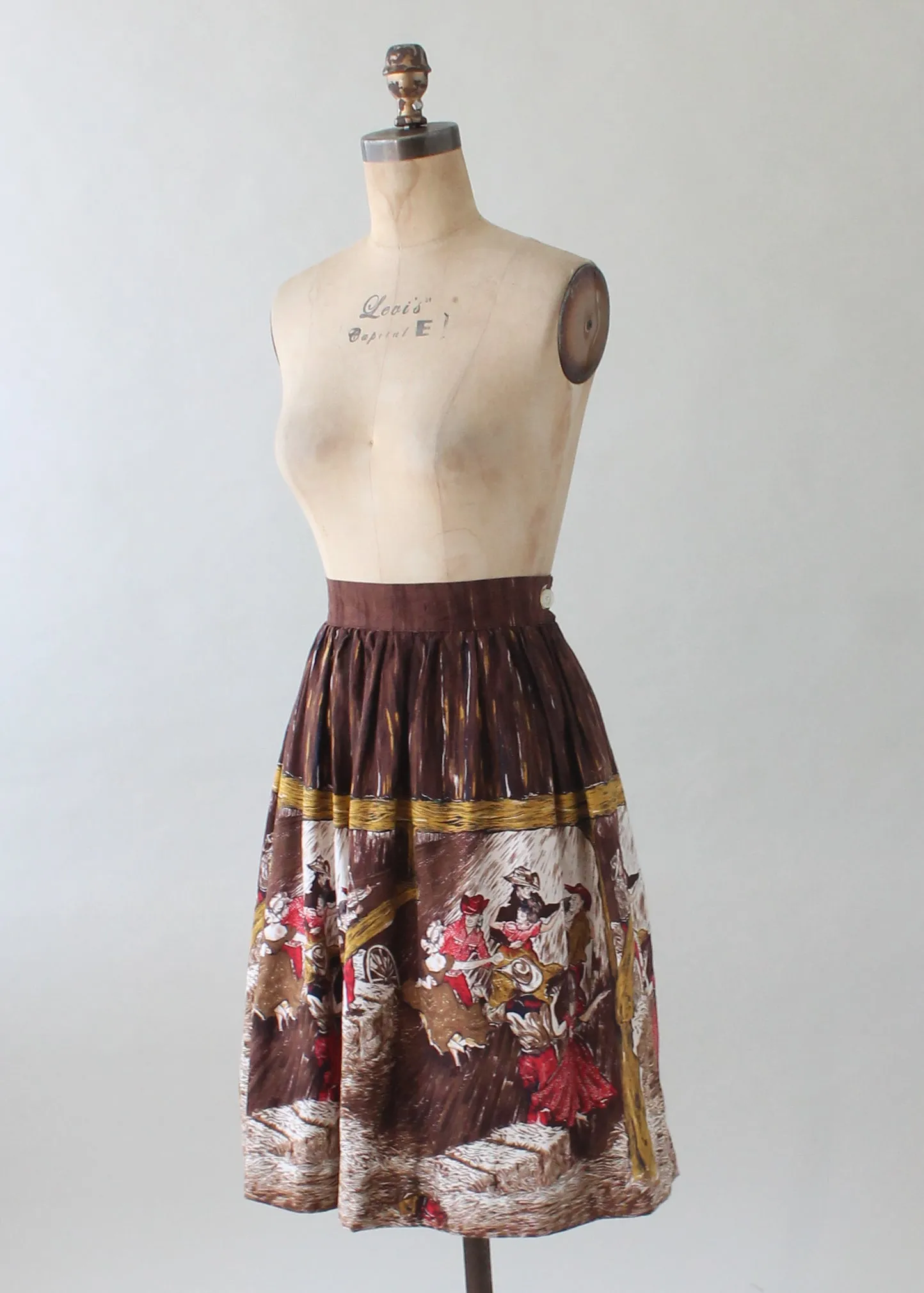 Vintage 1950s Novelty Western Print Skirt