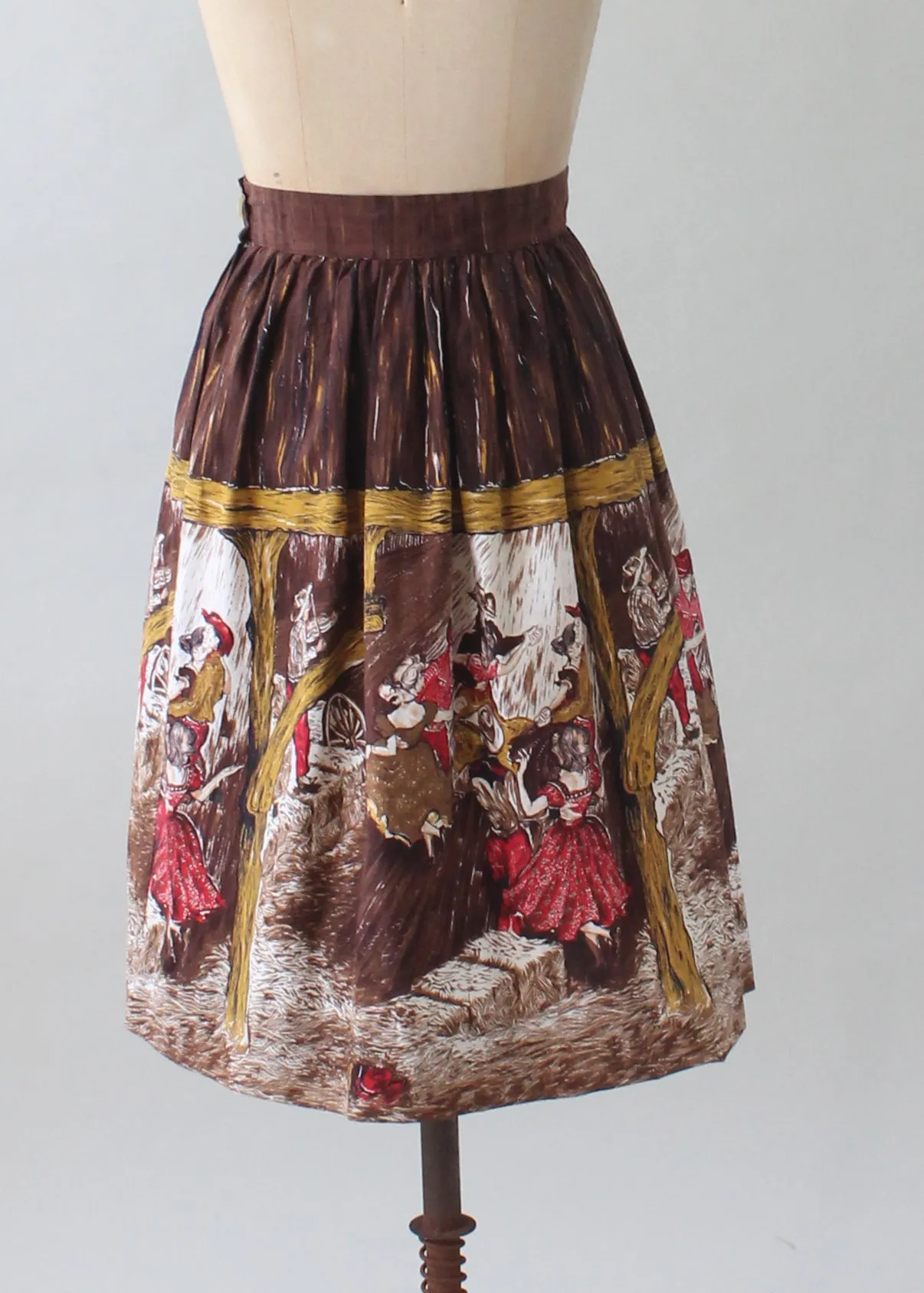 Vintage 1950s Novelty Western Print Skirt