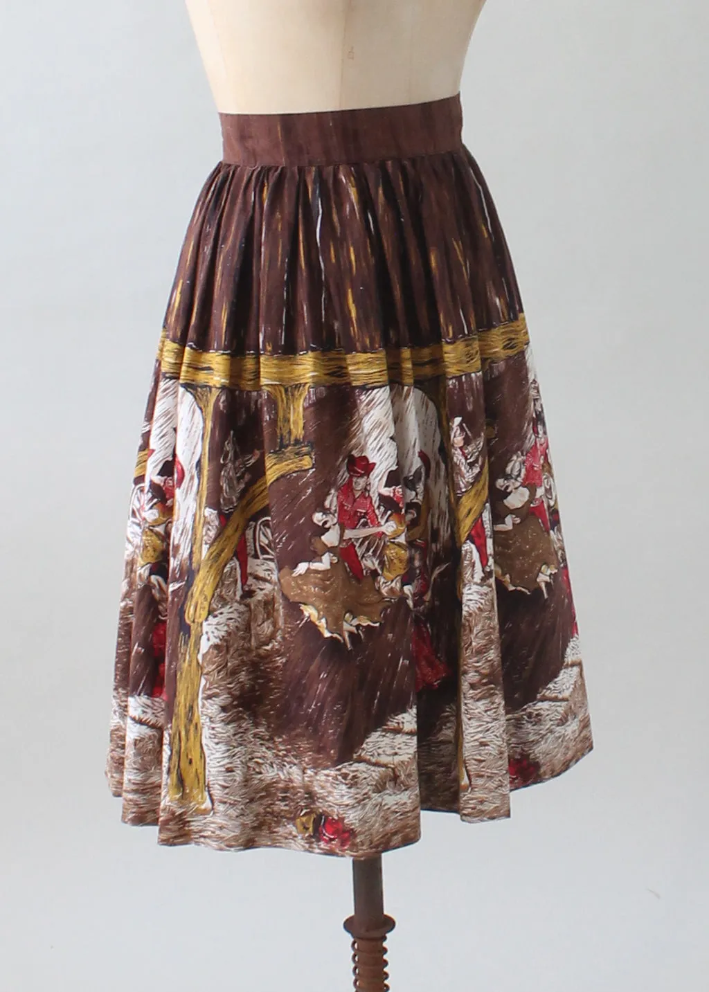 Vintage 1950s Novelty Western Print Skirt