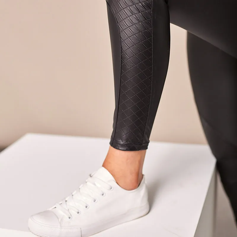 Wet Look Quilted Leggings (Black)