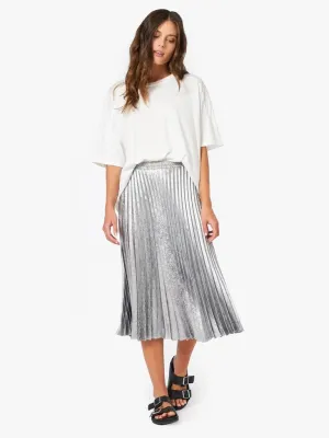 Xirena - Queen Pleated Skirt in Silver